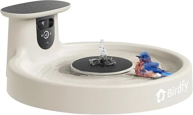 Birdfy Smart Bird Bath with Camera Solar Powered & Fountain, Dual-Lens Camera for Wildbird Watching, Auto Capture Bird Videos & Motion Detection - AI Lifetime Version (Yellowstone) by GreenHaven Gardens