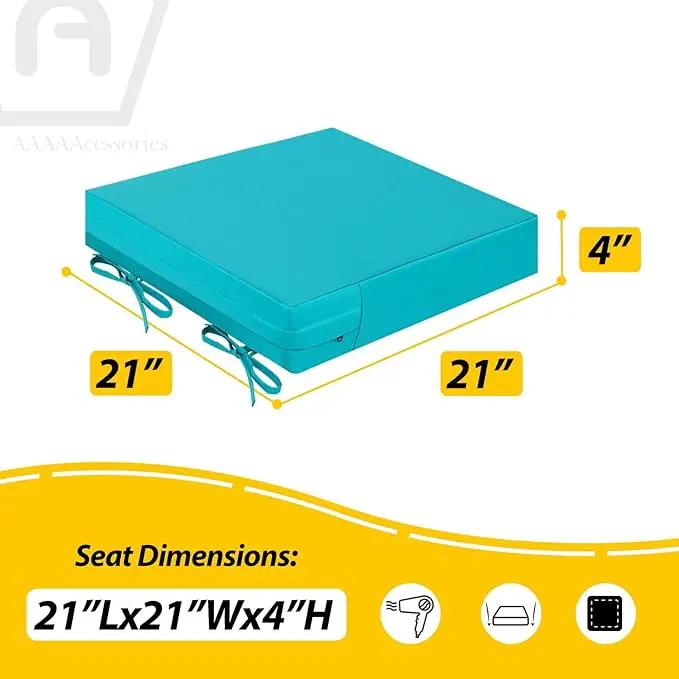 AAAAAcessories Outdoor Seat Cushions for Chairs, Waterproof, Fade-Resistant Patio Furniture Replacement Cushions, 21" x 21" x 4", Set of 2, Turquoise Blue by GreenHaven Gardens