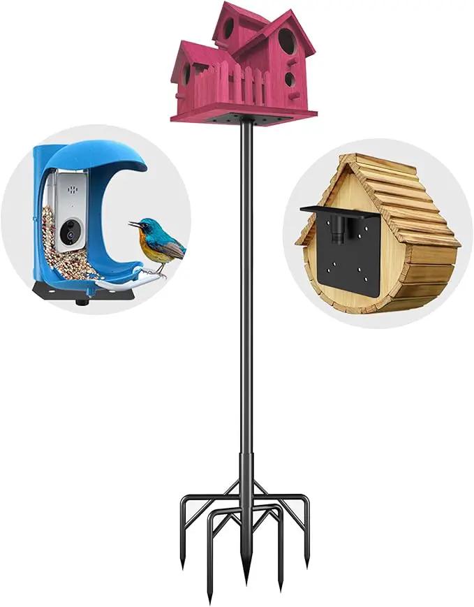 Bird Feeder Pole Kit, 79 Inch Bird House Pole for Outdoors Heavy Duty,5 Base Prongs Adjustable Birds Feeder Stand for House by GreenHaven Gardens