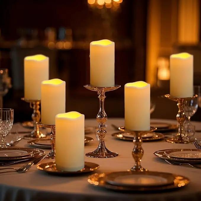 Waterproof Flameless Remote Control Candles 12PACK（D3''*H5.5''） Battery Operated Flickering LED Pillar Candle，plastic with 10-Key 24Hours Timer for Outdoor/Indoor Party Garden Lanterns Porch Ivory by GreenHaven Gardens
