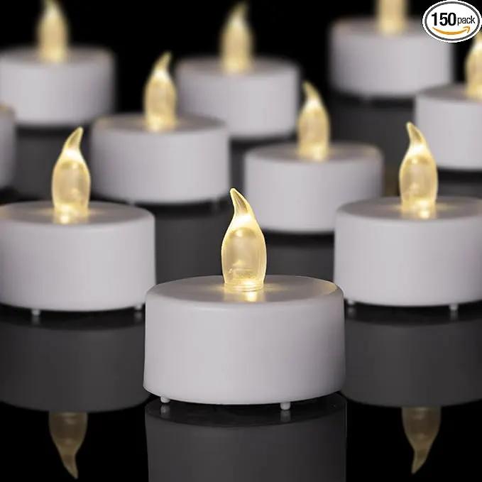 LED Tea Lights Flameless Candles- 150Pack Tealight Candle Realistic and Bright Flickering Long Lasting 200Hours for Holiday Celebration,Party, Home Decoration WarmWhite,Battery Operated by GreenHaven Gardens