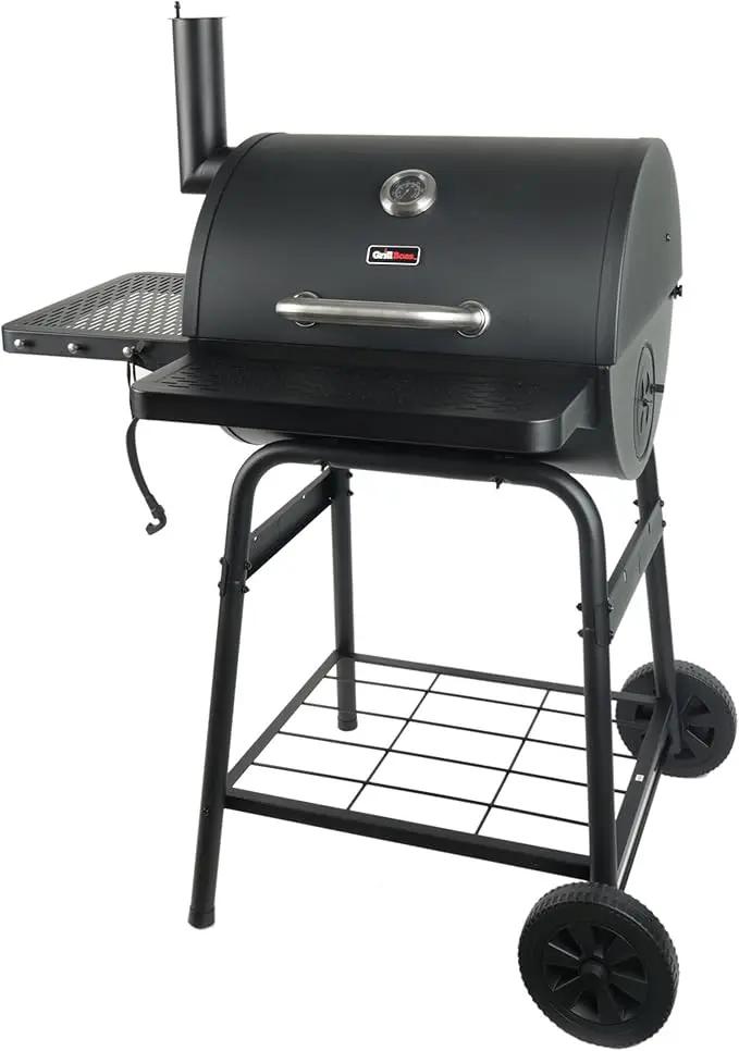 Grill Boss 23 Inch Charcoal Barrel Grill with Adjustable Grate, Large Cooking Area, Black by GreenHaven Gardens