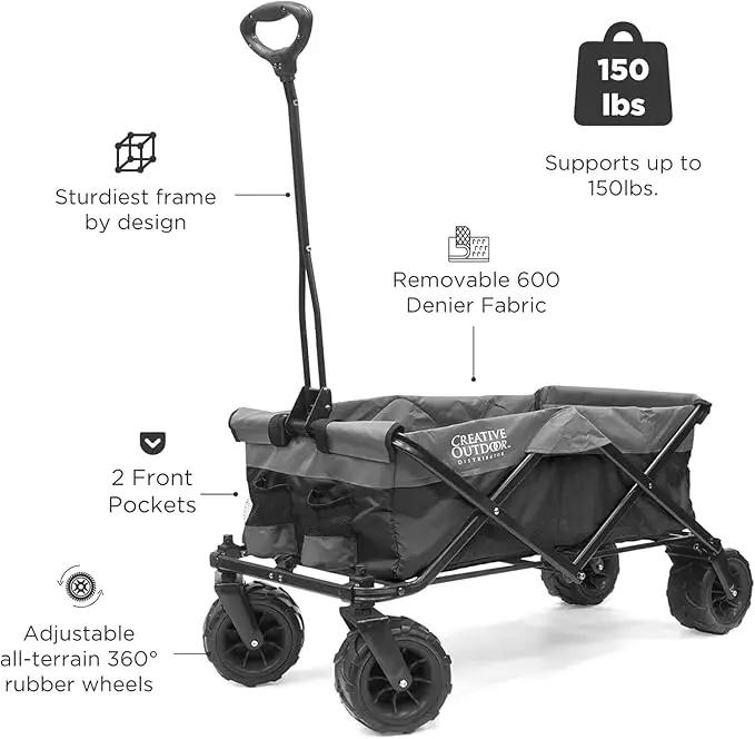 Creative Outdoor Original Folding Wagon All-Terrain Wheels by GreenHaven Gardens