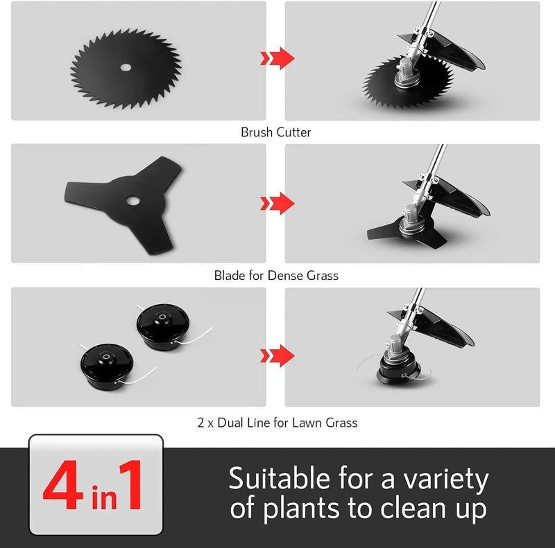 Homdox 58cc 2-Cycle Gas Weed Eater, 4 in 1 Gas Brush Cutter, String Trimmer and Weed Wacker Trimmer for Lawn and Garden Care Trimming, Orange. by GreenHaven Gardens