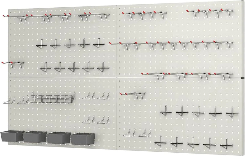 48x24 inch Gray Metal Pegboard Kit for Wall Organization with Hooks, Pegboard Bins, and Utility Tools Storage Board, Efficient Tool Organizer Peg Board by GreenHaven Gardens
