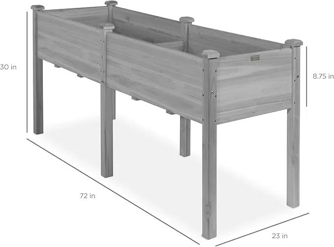 Best Choice Products 72x23x30in Raised Garden Bed, Elevated Wood Planter Box Stand for Backyard, Patio, Balcony w/Divider Panel, 6 Legs, 300lb Capacity - Gray by GreenHaven Gardens