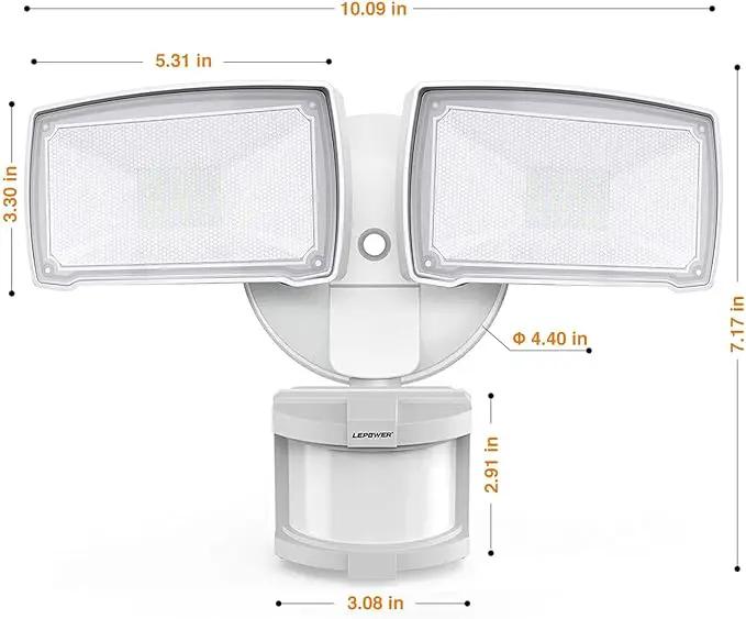 LEPOWER LED Motion Sensor Security Lights Outdoor, 30W 3200LM, 5500K, IP65 Waterproof, 2 Head Motion Detector Flood Light for Garage, Yard, Porch, White (NOT Solar Powered) by GreenHaven Gardens