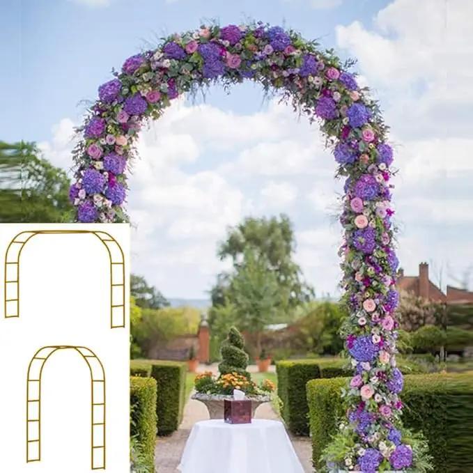 Adorox Metal Garden Arch Trellis for Climbing Plants 7.8ft Outdoor Arch Wedding Halloween Christmas Vine Trellis Pumpkin Archway Assemble Freely 2 Sizes Gold by GreenHaven Gardens