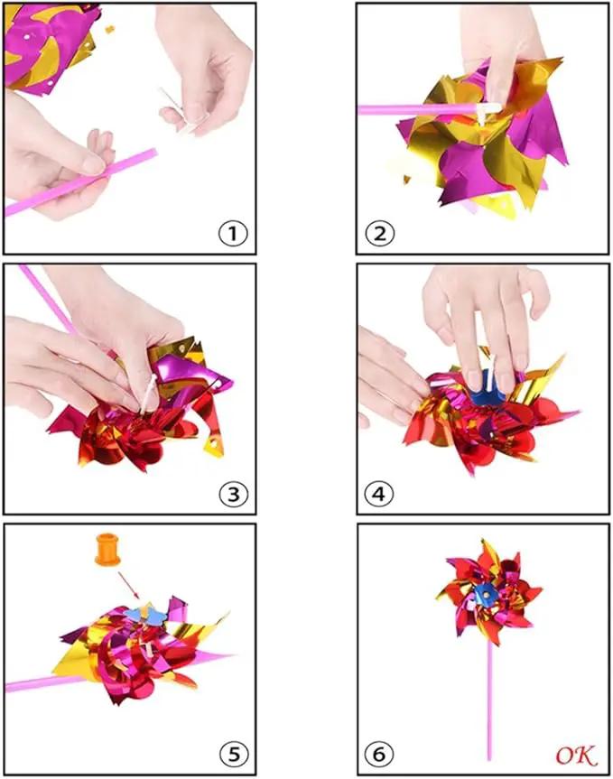 JOHOUSE 100pc Rainbow Pinwheels, Party Pinwheels DIY Windmill Set for Kids Toy Garden Lawn Decor by GreenHaven Gardens