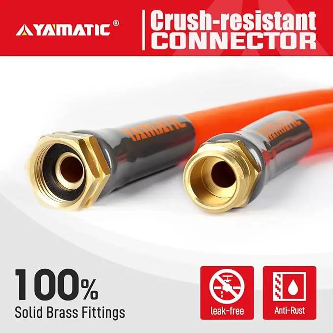 YAMATIC Female to Female Short Garden Hose 5/8 in x 3 ft, 2 in 1 Dual Use Heavy Duty Leader Hose with Solid Brass Connector, All-Weather Water Hose, Burst 600 PSI by GreenHaven Gardens