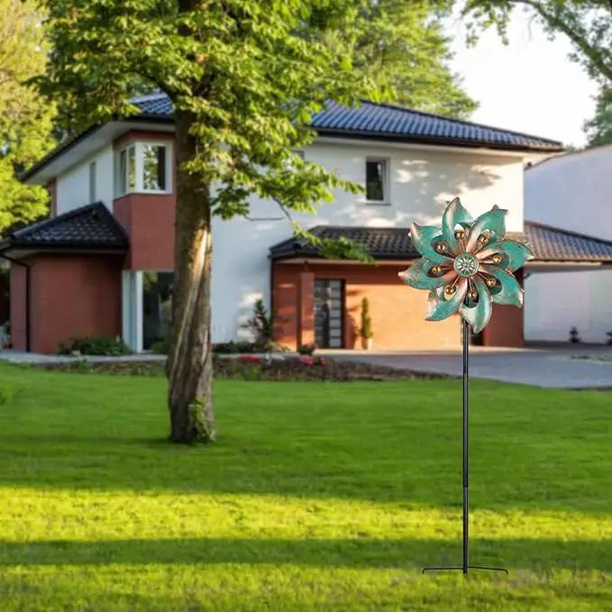 VEWOGARDEN Garden Decor Wind Spinners, Small Waterproof Metal Pinwheels Wind Spinner for Yard and Garden 37 * 10inches (Double Blade) by GreenHaven Gardens