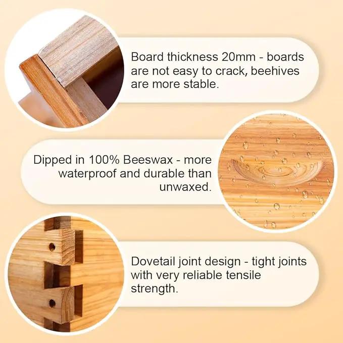 10 Frame Bee Hive Box, Langstroth Medium Super Bee Box Dipped in 100% Beeswax Include Beehive Frames and Waxed Foundation Sheets (Unassembled) by GreenHaven Gardens