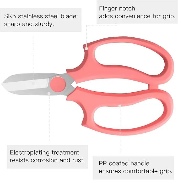 Flower Scissors, Strong Floral Shears,3PCS Premium Steel Garden Pruning Shears Floral Fruits Leaf Scissors Hand Pruner Snip Trimming Tool for Gardening Flower Arrangement, Pink by GreenHaven Gardens