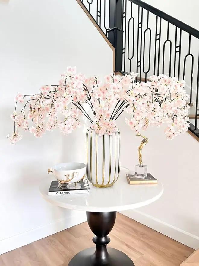 Briful Gold Plated Lantern Ceramic Vase Home Decor Creative Design Porcelain Decorative Flower Vase 11.02'' White Ceramic Vases for Wedding Anniversary Decoration by GreenHaven Gardens