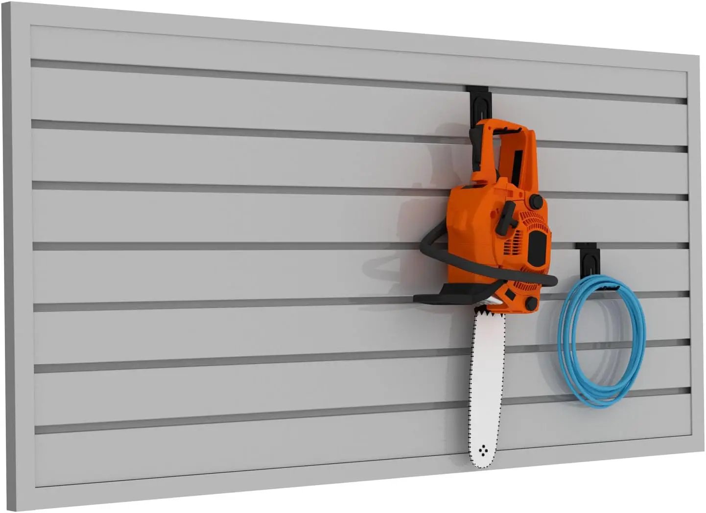 Slatwall Panel Garage Organizer PVC Slatwall Heavy Duty Wall Mounted Rack, Interlocking Slat Wall Panels for Tool Organization Peg Board(Grey 4 x 2 ft) by GreenHaven Gardens