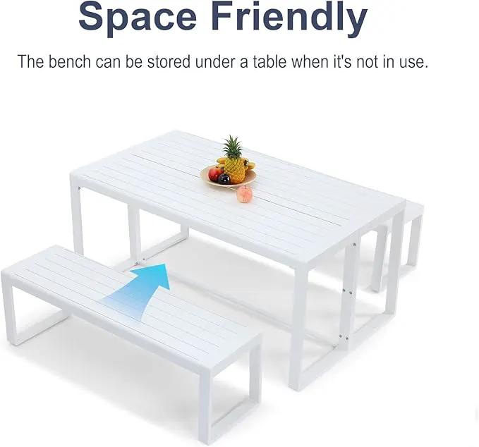 Aoodor 3-Piece Outdoor Patio Dining Set, Aluminum Furniture Set with 1 Rectangular Picnic Table and 2 Benches for Garden, Lawn, Yard by GreenHaven Gardens