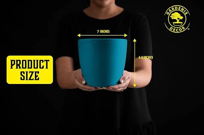 GARDENIX DECOR Self Watering Pots for Indoor Plants 3 Pack - Flower Pot with Water Level Indicator for Plants, Grow Tracking Tool - Self Watering Planter Plant Pot - Coco Coir - Teal by GreenHaven Gardens