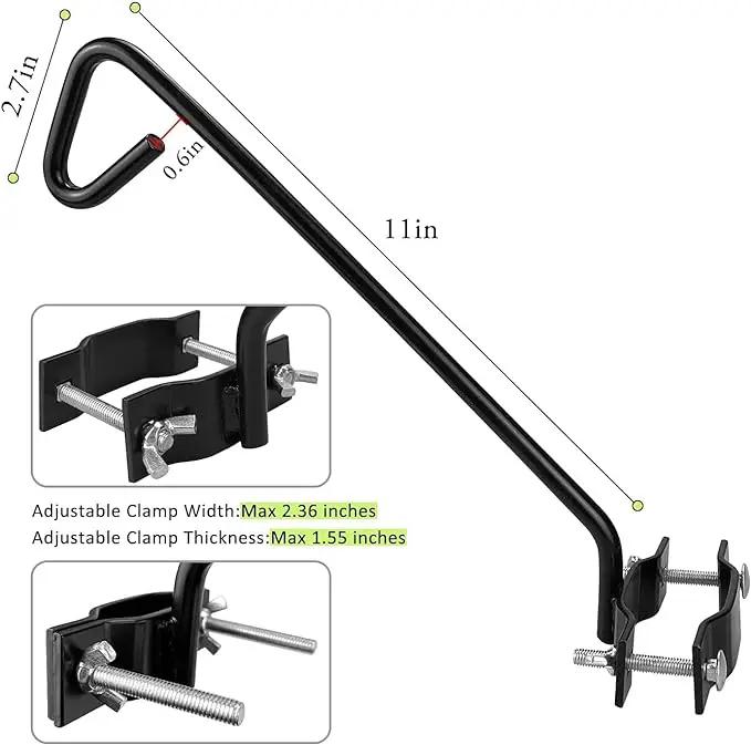 11 inches Fence Deck Hook Rail Hook Hanging Hook Mounting Kit Heavy Duty Bird Feeder Hook, Decorative Hook Hanger for Bird Feeders, Planters, Suet Baskets, Lanterns on Balcony Porch Railing Fence by GreenHaven Gardens