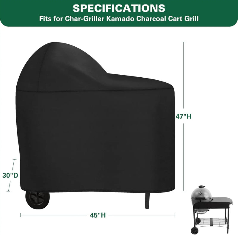 Grill Cover Fits for Char-Griller AKORN Kamado Grill with Cart, 600D Heavy Duty BBQ Grill Cover Charcoal Grill Cover Waterproof Outdoor Grilling Cover, Model 6555 by GreenHaven Gardens