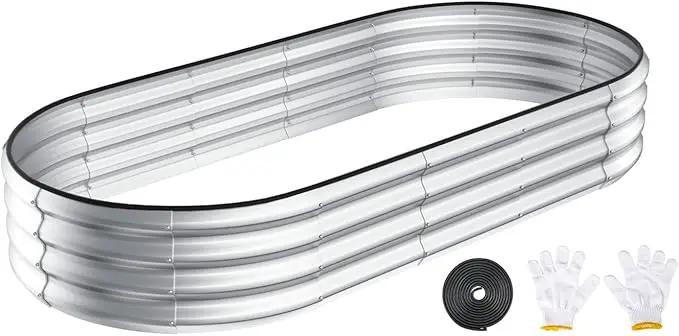 Kesfitt Raised Garden Bed Kit,Outdoor Galvanized Planter Boxes with Safety Edging and Gloves,Large Metal Beds for Gardening Vegetables,Fruits,Flower(6x3x1FT) by GreenHaven Gardens