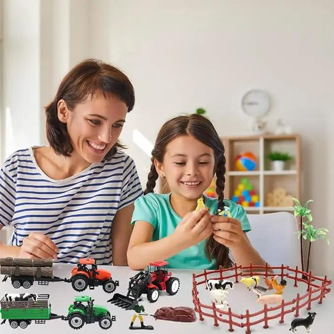 Farm Animals Figures Playset, 40 Pcs Farm Toy Tractor with Plastic Farm Animals Figurines, Farmer and Fence Farm Playset, Farm Figures Farmer Truck Toy with Trailer for Kids Boys Girls Toddlers 3+ by GreenHaven Gardens