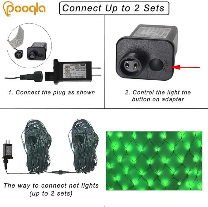 Pooqla 14.8x4.9 Ft Net Lights, 300 LED Christmas Outdoor Green Lights With 8 Modes, Connectable Waterproof Mesh String Fairy for Bushes Tree Garden Halloween Decor by GreenHaven Gardens