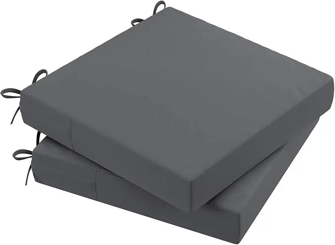 AAAAAcessories Outdoor Seat Cushions for Chairs, Waterproof, Fade-Resistant Patio Furniture Replacement Cushions, 19" x 19" x 3", Set of 2, Dark Gray by GreenHaven Gardens
