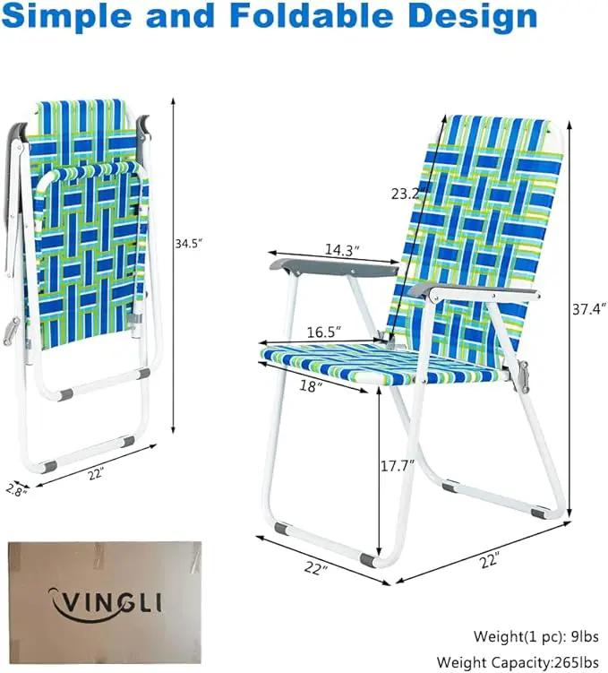 VINGLI Patio Lawn Webbed Folding Chairs 1 Piece, Outdoor Beach Chair Portable Dining Chair for Outdoor Yard, Garden (Blue, Classic) by GreenHaven Gardens