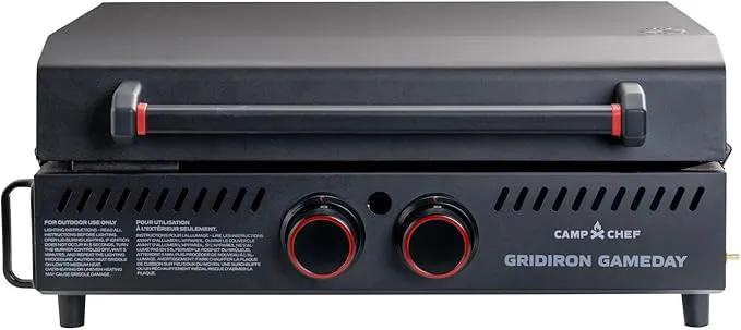 Gridiron Gameday 24" Flat Top Grill – Portable Tabletop Griddle with Hinged Lid, 24,000 BTUs, Flamethrower Ignition, Dual Heat Zones & Adjustable Legs for Tailgating, Camping, Outdoor Cooking by GreenHaven Gardens
