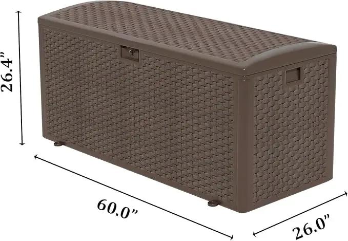 180 Pro Gallon Deck Box,Outdoor Storage Box Lockable,Waterproof for Patio Furniture, Garden Tools, Pool Accessories, Package Delivery Boxes For Outside, Brown by GreenHaven Gardens