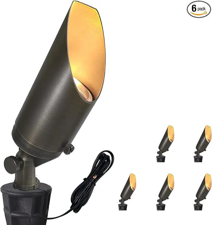 COLOER Die-cast Brass Landscape SpotLights Outdoor, 12V AC/DC Low Voltage Adjustable Yard Lighting, IP65 Waterproof Garden Patio Trees Spot Up Light(103B, Bronze, 6-Pack Without Bulb) by GreenHaven Gardens