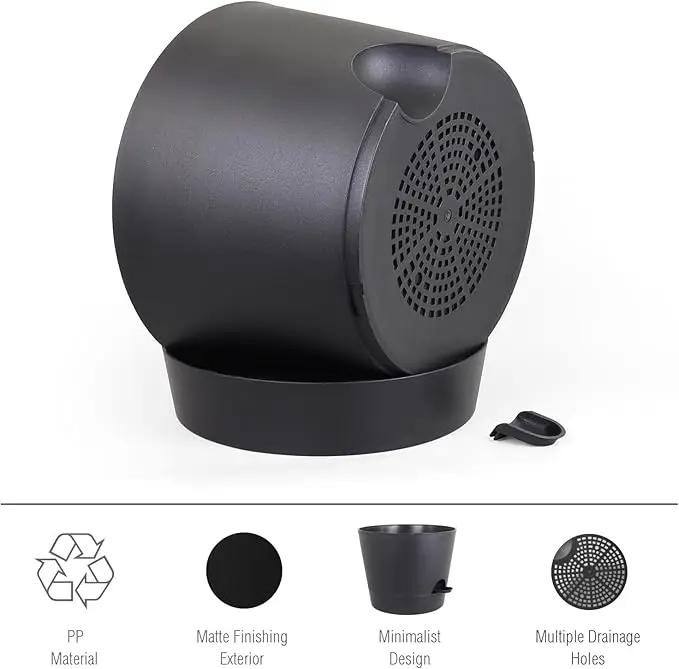 12 inch Large Self Watering Pots for Indoor Outdoor Plants, Flower Plant Pots with Mesh Drainage Holes for Garden House Plants, Plastic Planters with Reservoir for Home Decor, Black by GreenHaven Gardens