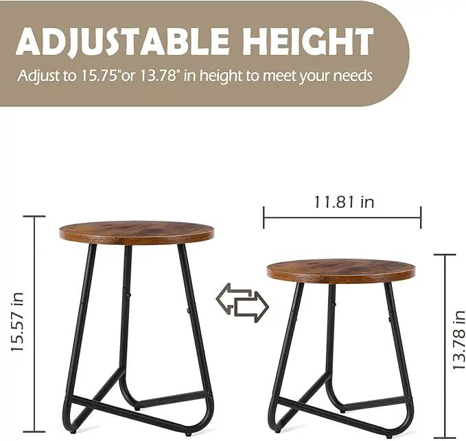 Indoor Plant Stand,Mid Century Wood Stand Plant Table,Modern Plant Stool for Outdoor,Metal Tall Holder for Flower Pots,Small Round Side End Table (Rustic Brown, 15 inch set of 2) by GreenHaven Gardens
