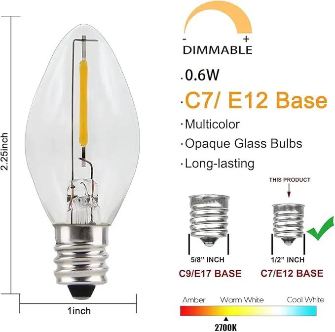 C7 Clear LED Christmas Lights, C7 Clear Christmas String Lights with 27 Clear LED Bulbs (Plus 2 Extra Bulbs) for Christmas Holiday Season Party Indoor&Outdoor Patio Backyard Decoration (25Ft, Clear) by GreenHaven Gardens
