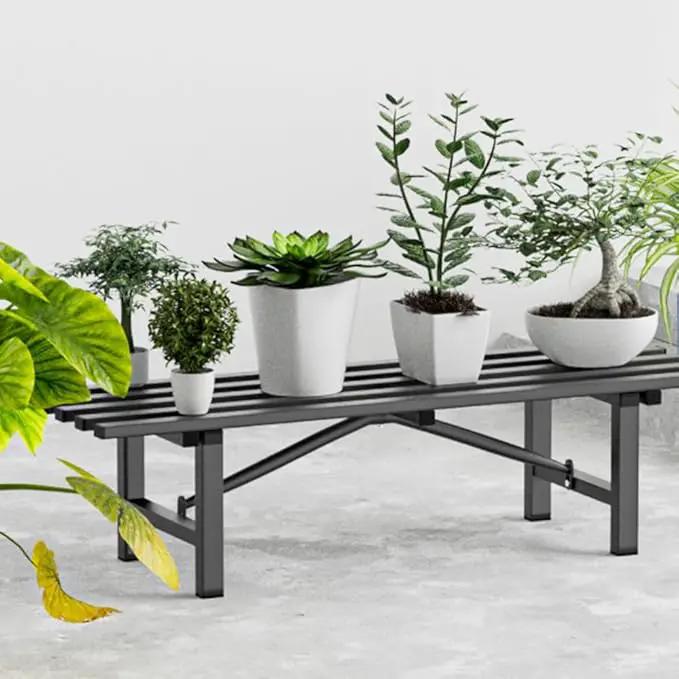 Premium Aluminum Plant Stand - Home Decor & Outdoor Garden Solution with 300 LBS Capacity, L37.8 x W11.4 x H7.9 inch by GreenHaven Gardens