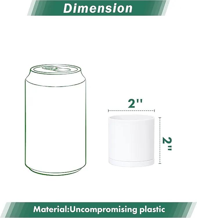 D'vine Dev 24 Pack 2 Inch Mini Plastic Plant Pots, Small Garden Planters for Plant with Drainage Holes and Saucers, White Color, 74-Z-A-6 by GreenHaven Gardens