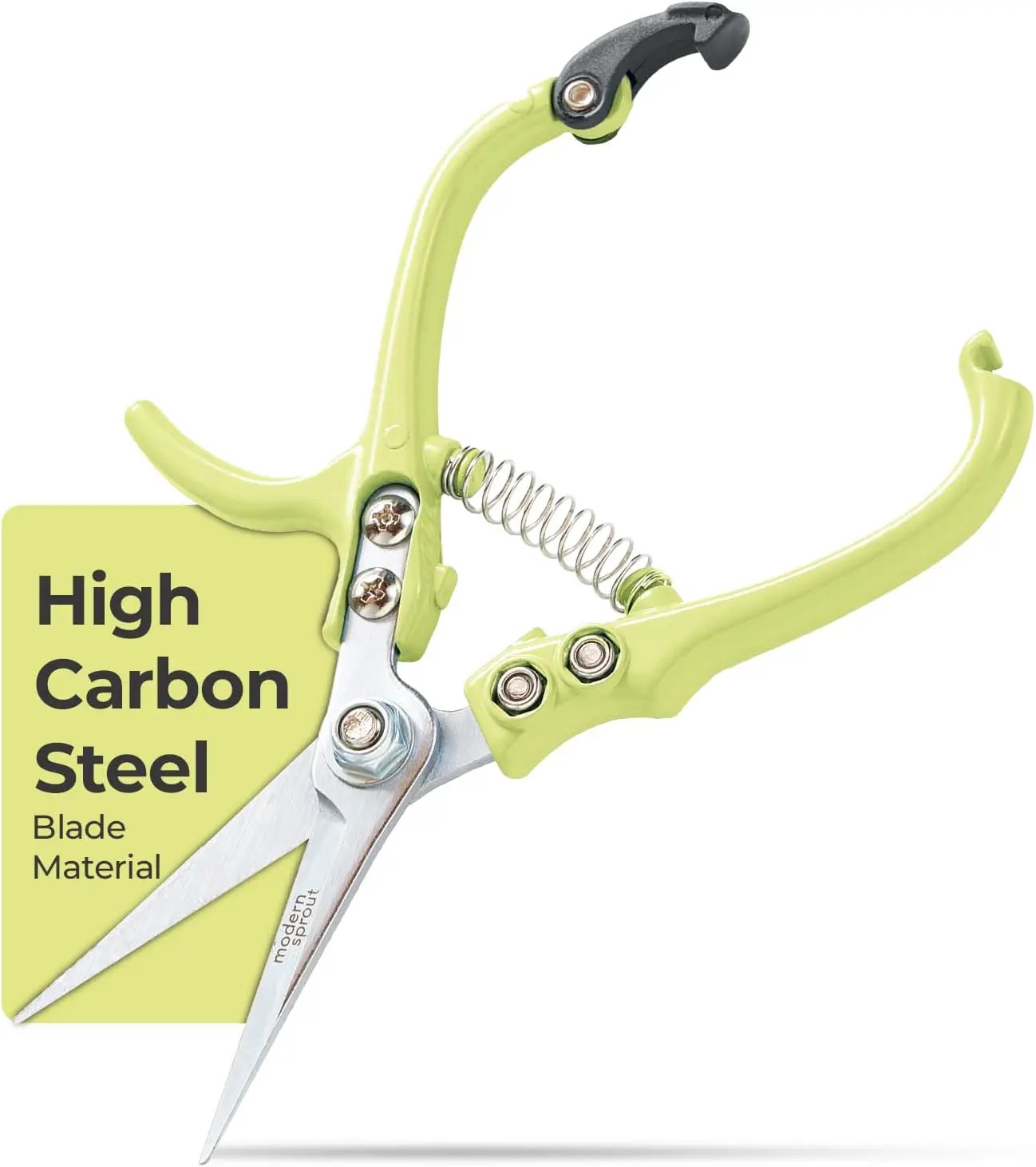 Modern Sprout Pruning Shears - Herb Snipping Scissors- Lightweight Gardening Tools W/Easy Lock - Flower Cutter Garden Shears - Carbon Steel Blade + Reusable Holster (Chartreuse, 1-Pack) by GreenHaven Gardens