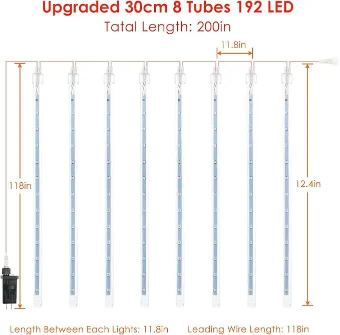 2-Pack Meteor Shower Lights Outdoor Waterproof, Rain Drop Christmas Lights Total 384 LED 30cm 16 Tubes Snow Cascading String Lights Plug in for Xmas Tree Wedding Party Garden Décor (Red and White) by GreenHaven Gardens