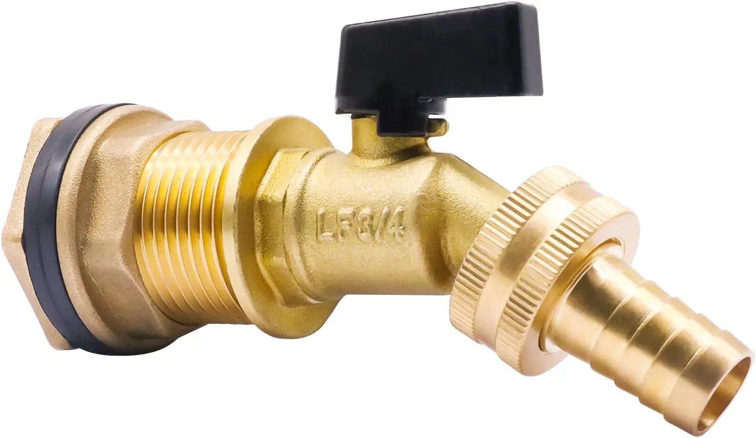 spigot for rain barrel parts kit, brass water barrel spigots accessories for 55 gallon bucket, garden hose connector adapter bulkhead fitting, 1-1/4 inch O.D. inlet & 5/8 inch barb O.D. by GreenHaven Gardens