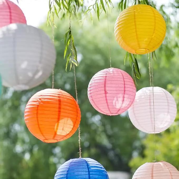 Chinese Style Paper Lanterns, Set of 12, Suitable for Party Decoration (Yellow, 12in) by GreenHaven Gardens