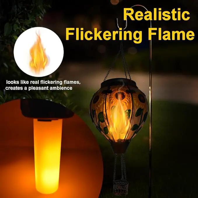 Hot Air Balloon Solar Lantern with Flickering Flame Hanging Solar Lanterns Outdoor Lights Waterproof Lanterns Decorative Garden Patio Yard Party Decor Sunflower by GreenHaven Gardens