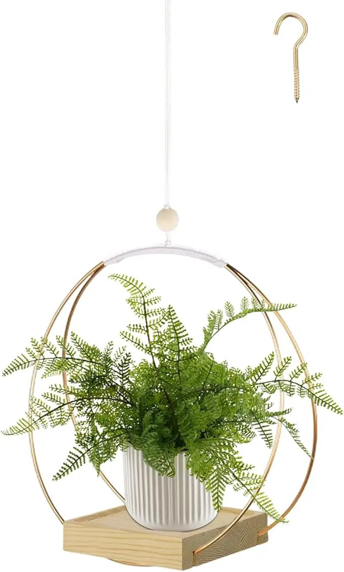 Hanging Planters for Indoor Plants, Plant Hanger with Sturdy Wood Base,Modern Boho Macrame Plant Hanger,Wall Ceiling Window Stands(Plants/Pots Not Included) by GreenHaven Gardens