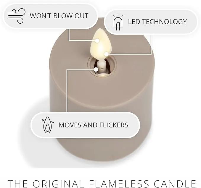 Luminara Outdoor Votive Flameless LED Candle, Timeless Taupe 2" x 3.2", Moving Flame Battery Operated Timer Remote Ready IPX4 Matte Plastic Finish by GreenHaven Gardens