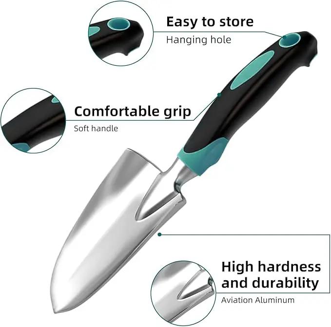 Gardening Tool, Heavy Duty Gardening Hand Tools for Gardener, Gardening Gifts for Women, Men, Heavy Duty Gardening Tools with Storage Tote Bag Non-Slip Rubber Grip, Aluminum Green Gardening Tool Set by GreenHaven Gardens