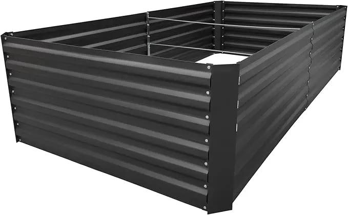 8x4x2FT Metal Raised Garden Bed Kit, Galvanized Outdoor Garden Bed Planter Box for Vegetables, Flowers, Herbs, Succulents and More, Black by GreenHaven Gardens