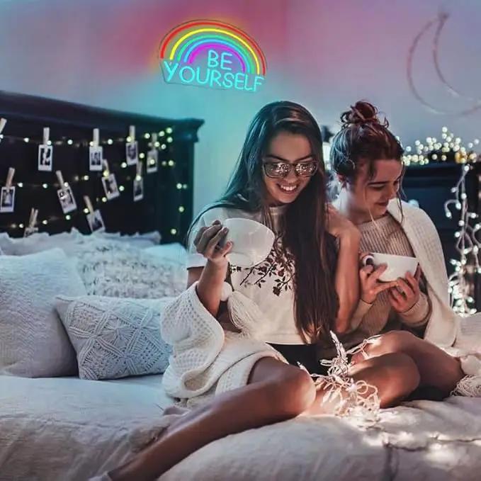 Be Yourself Neon Sign Be Yourself Neon Signs for Wall Decor Dimmable Rainbow Neon Lights Classroom LED Light Up Sign for Bedroom Bookstore Reading Room Library Study Room Decoration by GreenHaven Gardens
