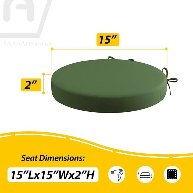 AAAAAcessories Outdoor Seat Cushions for Chairs, Waterproof, Fade-Resistant Patio Furniture Replacement Cushions, 15" x 15" x 2", Set of 2, Dark Moss by GreenHaven Gardens