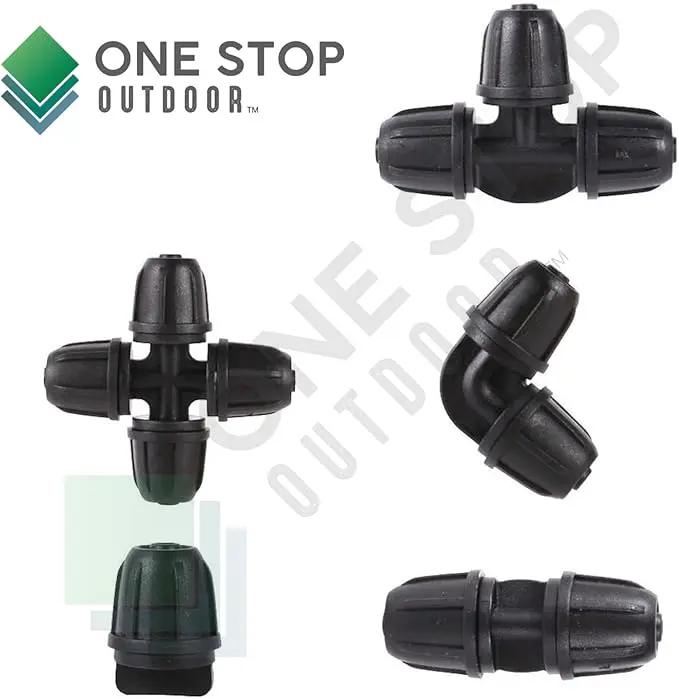 20-Pack Quick-Connect Locking 1/4" Drip Irrigation Tee 4-Way Cross, Upgraded Coupling Connectors, Tee Fittings for 1/4 Inch Irrigation Tubing, Drip Kit (Cross - 20 Pack) by GreenHaven Gardens