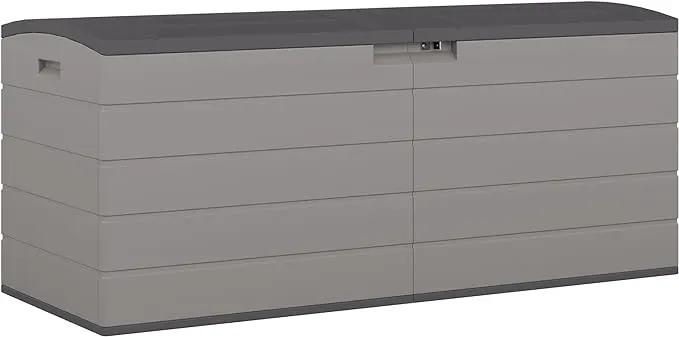 Suncast 120-Gal. All-Weather Patio Deck Box with Pad-Lockable Split Top Lid, Extra-Large Outdoor Storage Unit for Patio Furniture and Grill Tools, Made in the USA by GreenHaven Gardens