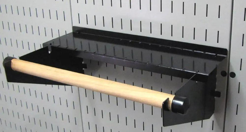 Wall Control 30-WRK-400GB Standard Workbench Metal Pegboard Tool Organizer, Gray/Black & Pegboard Paper Towel Holder and Dowel Rod Shelf Assembly for Slotted Tool Board Black by GreenHaven Gardens